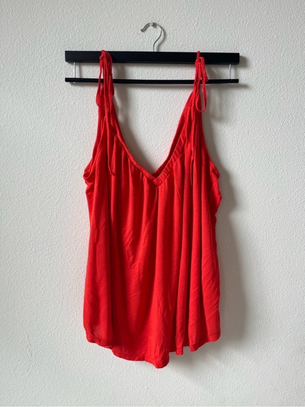 Anthropologie Red V-Neck Tie-Shoulder Camisole